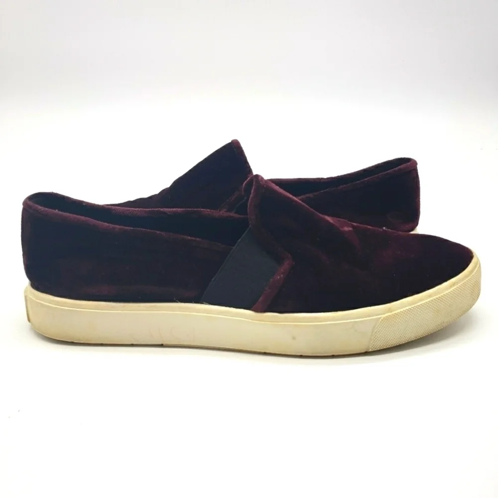 VINCE. Women US 8.5 plum burgundy wine color velvet slip on sneakers BLAIR - Picture 1 of 9